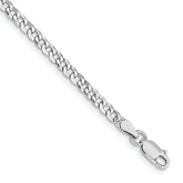 Sterling Silver Rhodium-Rhodium-Plated 3.2mm Beveled Curb Chain